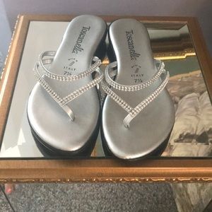 Silver rhinestone sandals